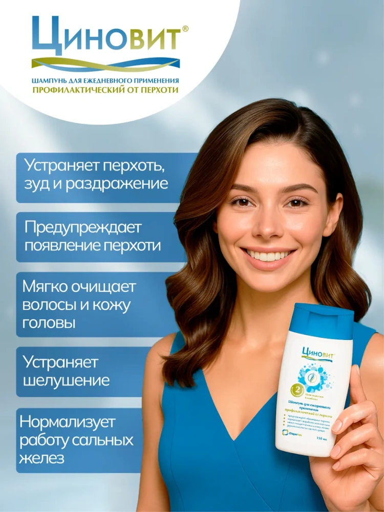 Циновит шампунь для ежедневного применения профилактический от перхоти 150мл