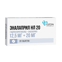 Эналаприл НЛ 20 таблетки 12.5мг+20мг 20шт