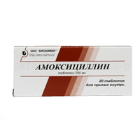 Амоксициллин таблетки 250мг 20шт
