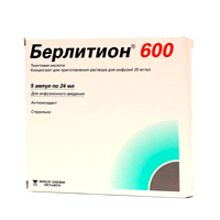 Берлитион 600 концентрат для приготовления инъекционного раствора 25мг/мл 24мл 5шт