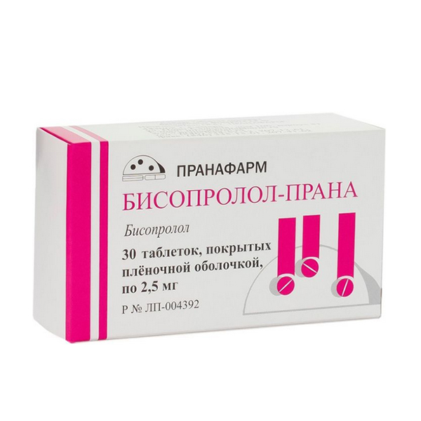 Бисопролол-Прана таблетки 2.5мг 30шт