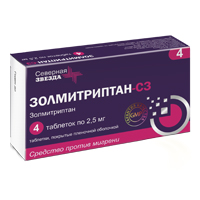 Золмитриптан-СЗ таблетки 2.5мг 4шт