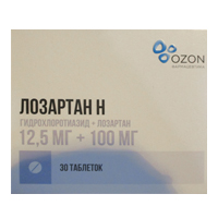 Лозартан Н таблетки 12.5мг+100мг 30шт