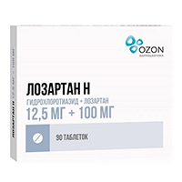 Лозартан Н таблетки 12.5мг+100мг 90шт