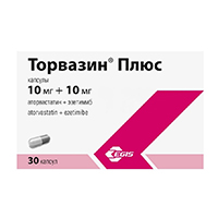 Торвазин Плюс капсулы 10мг+10мг 30шт