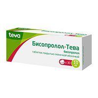 Бисопролол-Тева таблетки 10мг 30шт