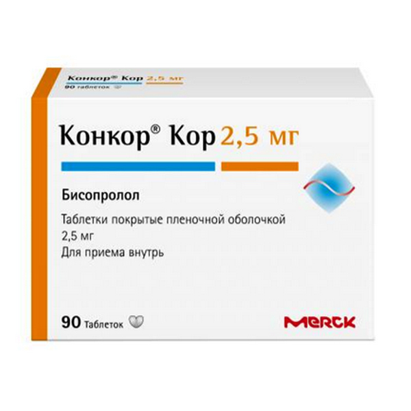 Конкор Кор таблетки 2.5мг 90шт