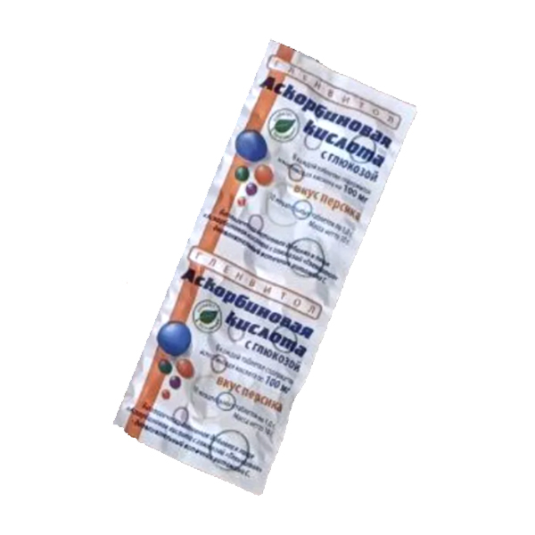 Гленвитол Аскорбиновая кислота с глюкозой (Витамин С 100мг) таблетки 1г 10шт