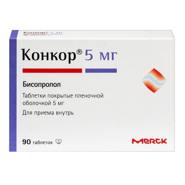 Конкор таблетки 5мг 90шт