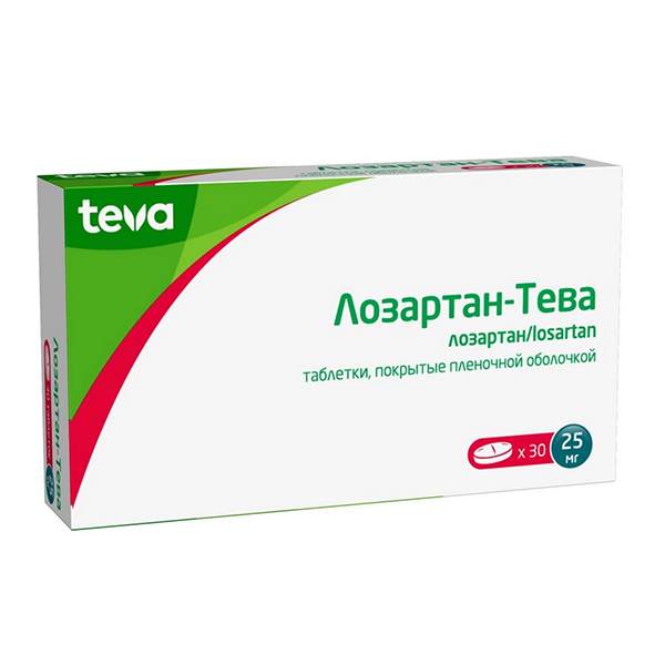 Лозартан-Тева таблетки 25мг 30шт