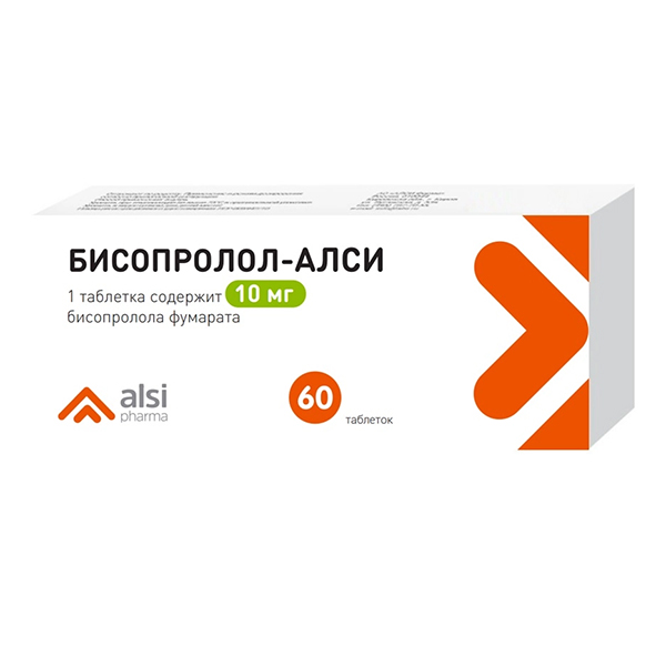 Бисопролол-АЛСИ таблетки 10мг 60шт