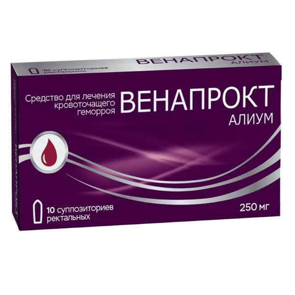 Венапрокт Алиум суппозитории 250мг 10шт