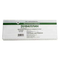 Эуфиллин раствор для инъекций 24мг/мл 5мл 10шт