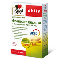Доппельгерц Актив Фолиевая кислота+Витамины В6+В12+С+Е таблетки 1134мг 30шт
