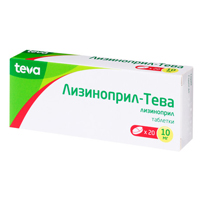 Лизиноприл-Тева таблетки 10мг 20шт