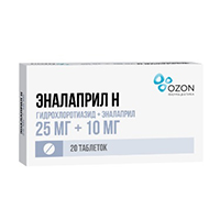 Эналаприл Н таблетки 25мг+10мг 20шт